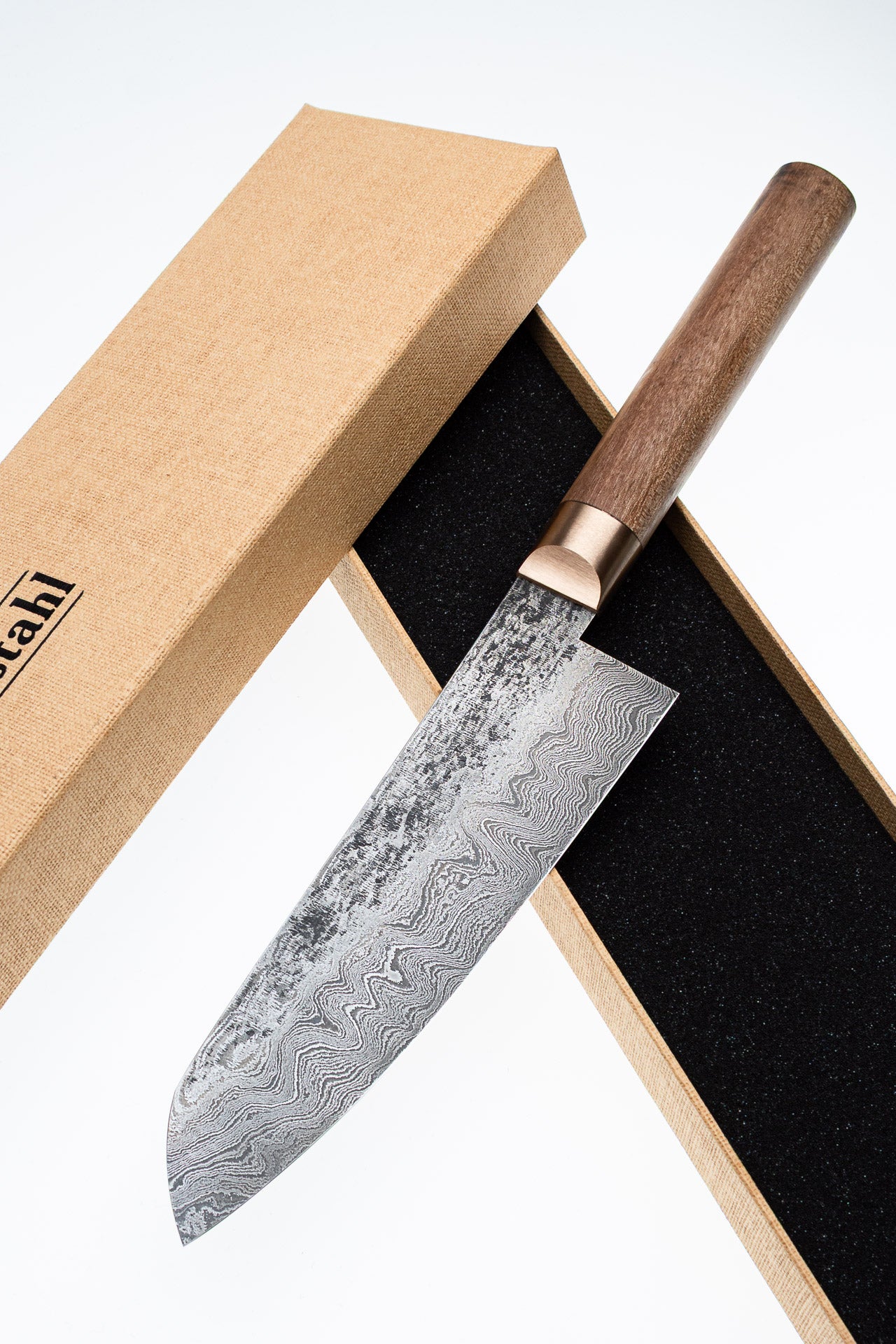 Damascus Santoku 500L Walnut