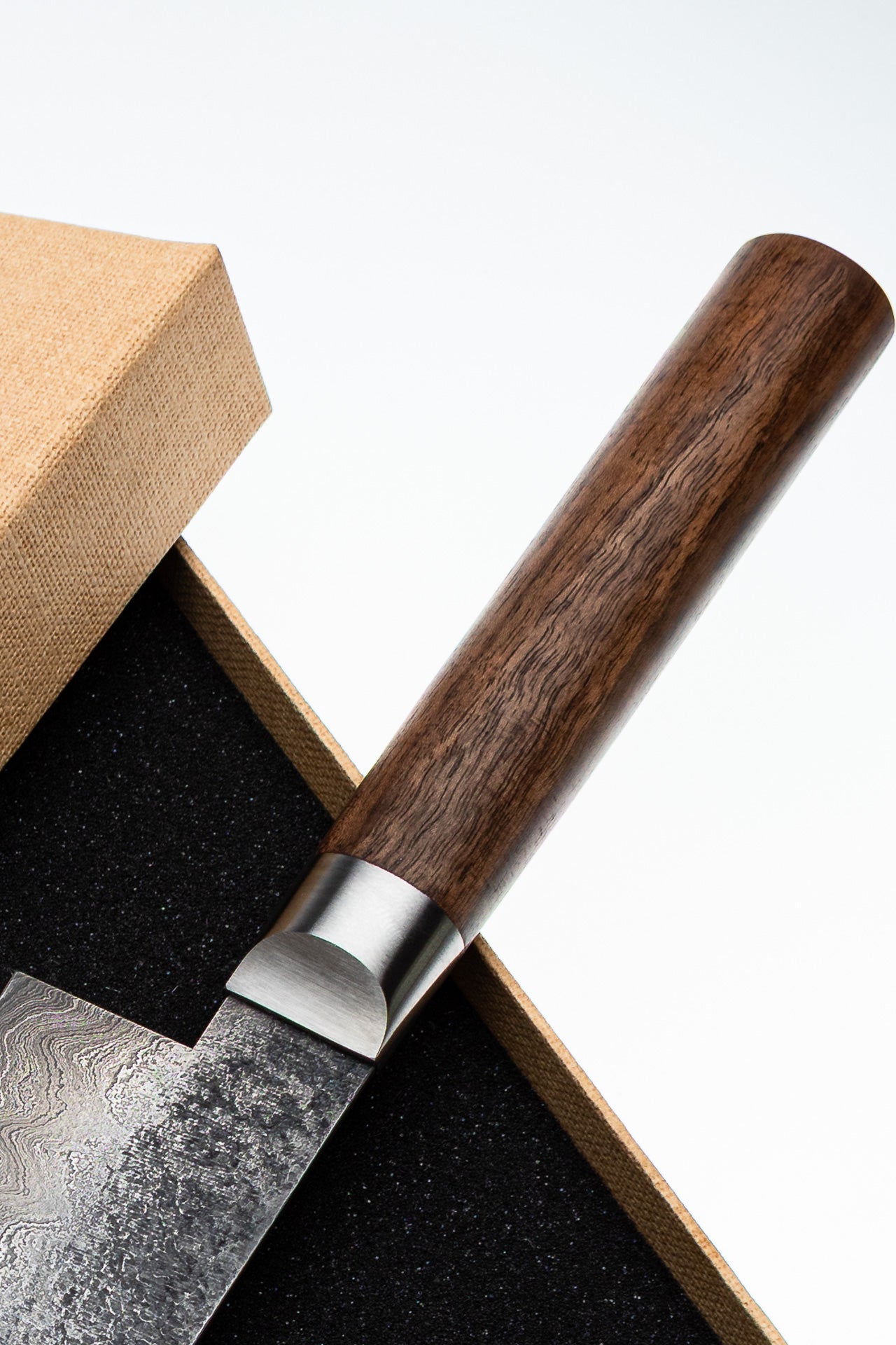 K-tip Damascus Santoku 500L Walnut