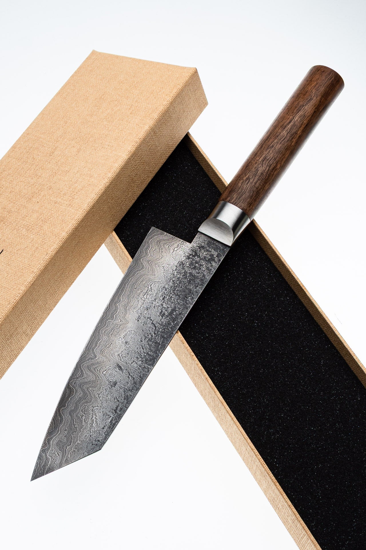 K-tip Damascus Santoku 500L Walnut